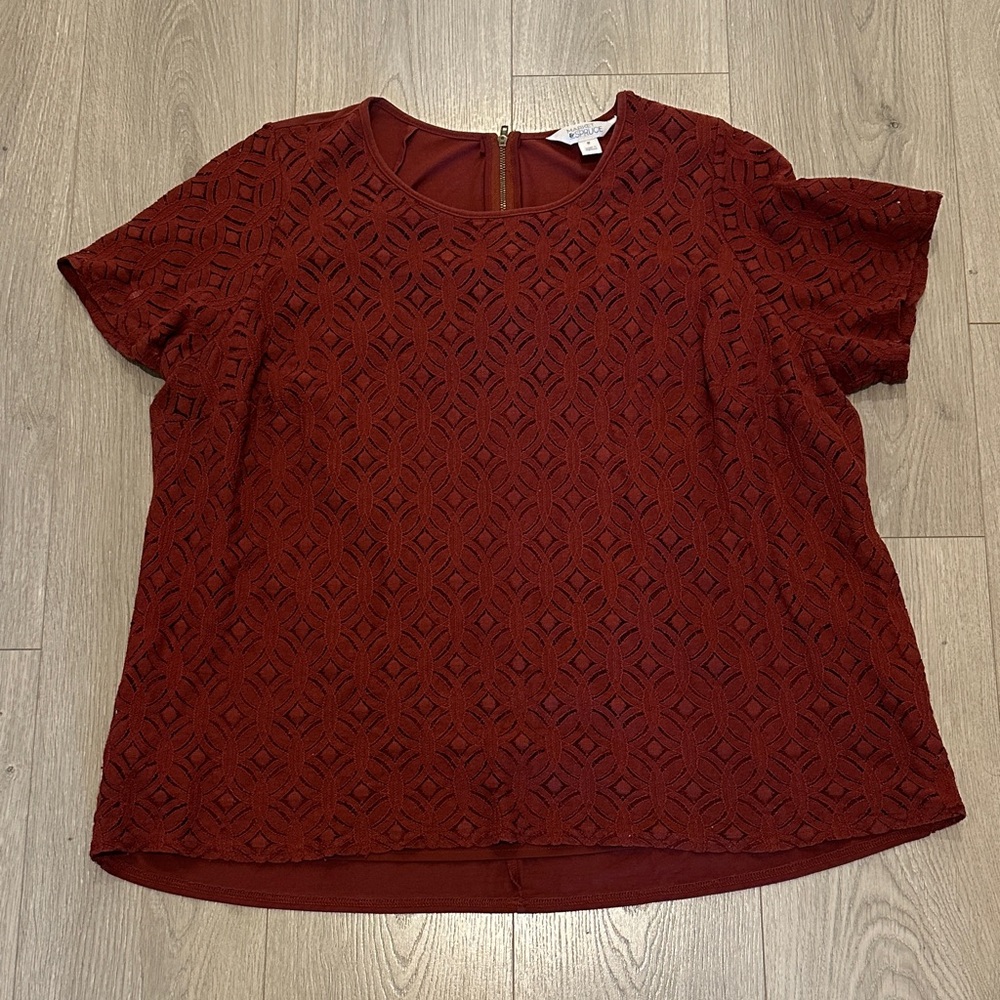 Plus Size Lace Women's Top in Rich Burgundy
